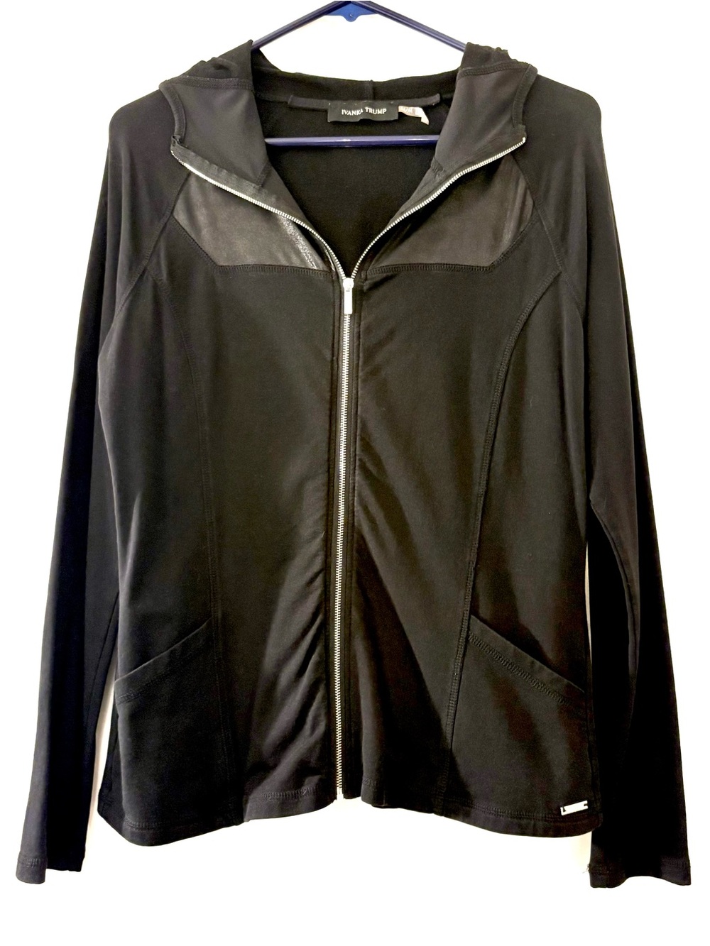 Ivanka Trump Black Zip Hoodie Jacket with Panel Detailing